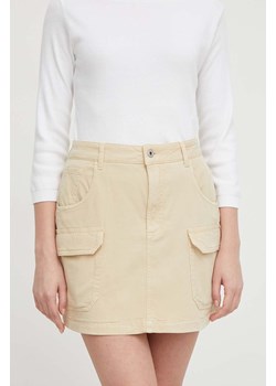 Pepe Jeans spódnica kolor beżowy mini prosta ze sklepu ANSWEAR.com w kategorii Spódnice - zdjęcie 169442999