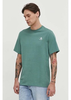 Converse t-shirt bawełniany kolor zielony gładki ze sklepu ANSWEAR.com w kategorii T-shirty męskie - zdjęcie 169443236