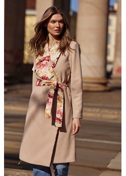 Wiązany płaszcz flauszowy Rose Garden XS ze sklepu NAOKO w kategorii Płaszcze damskie - zdjęcie 169446907