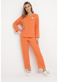 Pomarańczowy 2-Częściowy Komplet Piżamowy Bluza z Naszywką i Spodnie z Gumką w Pasie Revaxa ze sklepu Born2be Odzież w kategorii Piżamy damskie - zdjęcie 169451467