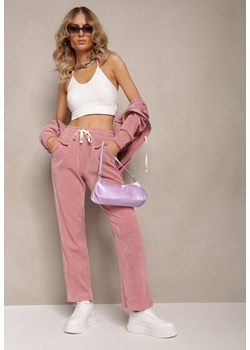 Różowe Szerokie Spodnie Sztruksowe z Gumką w Pasie z Bawełny Ciriana ze sklepu Renee odzież w kategorii Spodnie damskie - zdjęcie 169452076