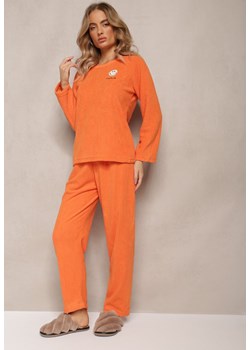 Pomarańczowy Komplet Piżamowy 2-Częściowy Bluza i Spodnie z Gumką w Pasie Jendara ze sklepu Renee odzież w kategorii Piżamy damskie - zdjęcie 169452216