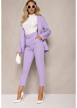 Fioletowe Spodnie z Paskiem Eudeaa ze sklepu Renee odzież w kategorii Spodnie damskie - zdjęcie 169452249