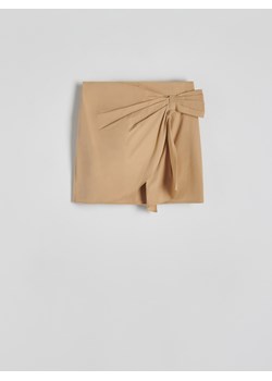 Reserved - Spódnica mini z ozdobnym marszczeniem - beżowy ze sklepu Reserved w kategorii Spódnice - zdjęcie 169454316