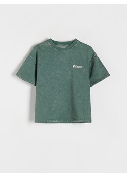 Reserved - T-shirt oversize z efektem sprania - ciemny turkus ze sklepu Reserved w kategorii T-shirty chłopięce - zdjęcie 169454407