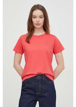 Pepe Jeans t-shirt bawełniany damski kolor czerwony ze sklepu ANSWEAR.com w kategorii Bluzki damskie - zdjęcie 169454837