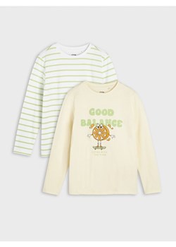 Sinsay - Koszulki 2 pack - kremowy ze sklepu Sinsay w kategorii Bluzki dziewczęce - zdjęcie 169456059
