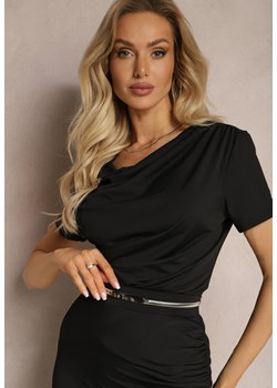 Czarna Asymetryczna Bluzka z Marszczeniami Arinlle ze sklepu Renee odzież w kategorii Bluzki damskie - zdjęcie 169456857