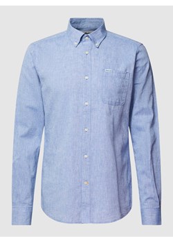 Koszula lniana o kroju tailored fit z kieszenią na piersi model 'NELSON' ze sklepu Peek&Cloppenburg  w kategorii Koszule męskie - zdjęcie 169460476