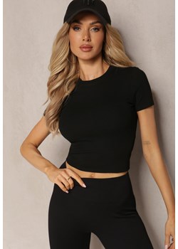 Czarny Elastyczny T-shirt z Bawełny Larenimes ze sklepu Renee odzież w kategorii Bluzki damskie - zdjęcie 169469079