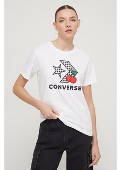 Converse t-shirt bawełniany damski kolor biały ze sklepu ANSWEAR.com w kategorii Bluzki damskie - zdjęcie 169470755