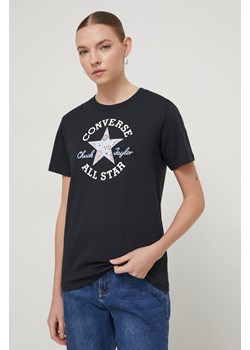 Converse t-shirt bawełniany damski kolor czarny ze sklepu ANSWEAR.com w kategorii Bluzki damskie - zdjęcie 169470775