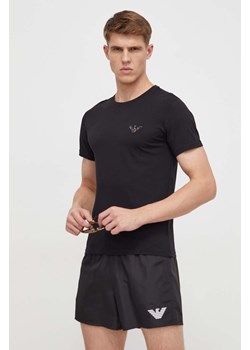 Emporio Armani Underwear t-shirt plażowy bawełniany kolor czarny z aplikacją 211818 4R483 ze sklepu ANSWEAR.com w kategorii T-shirty męskie - zdjęcie 169470819