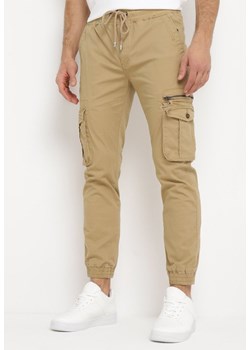 Beżowe Spodnie Bojówki z Szerokimi Nogawkami Layanei ze sklepu Born2be Odzież w kategorii Spodnie męskie - zdjęcie 169471396