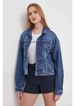 Pepe Jeans kurtka jeansowa damska kolor niebieski przejściowa oversize ze sklepu ANSWEAR.com w kategorii Kurtki damskie - zdjęcie 169482287