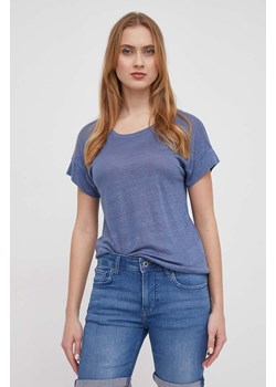Pepe Jeans t-shirt lniany kolor niebieski ze sklepu ANSWEAR.com w kategorii Bluzki damskie - zdjęcie 169482578