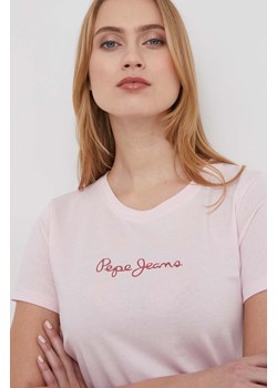 Pepe Jeans t-shirt bawełniany damski kolor różowy ze sklepu ANSWEAR.com w kategorii Bluzki damskie - zdjęcie 169482598