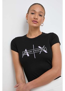 Armani Exchange t-shirt bawełniany damski kolor czarny 3DYT46 YJ3RZ ze sklepu ANSWEAR.com w kategorii Bluzki damskie - zdjęcie 169482627