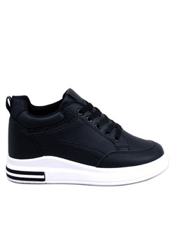 Sneakersy na koturnie Cheeve Black czarne ze sklepu ButyModne.pl w kategorii Buty sportowe damskie - zdjęcie 169486835