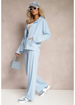 Niebieski Luźny Komplet Dresowy Szerokie Spodnie i Bluza z Kapturem Gossame ze sklepu Renee odzież w kategorii Dresy damskie - zdjęcie 169496938