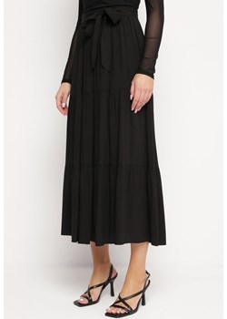 Czarna Wiskozowa Spódnica Maxi Rozkloszowana z Paskami Saosa ze sklepu Born2be Odzież w kategorii Spódnice - zdjęcie 169497109