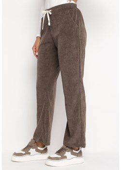 Brązowe Bawełniane Spodnie Sztruksowe z Szerokimi Nogawkami Cornelike ze sklepu Born2be Odzież w kategorii Spodnie damskie - zdjęcie 169498818