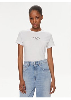Tommy Jeans T-Shirt Essential Logo DW0DW18140 Biały Slim Fit ze sklepu MODIVO w kategorii Bluzki damskie - zdjęcie 169500909