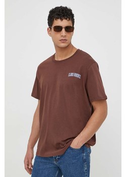 Les Deux t-shirt bawełniany kolor brązowy z nadrukiem ze sklepu ANSWEAR.com w kategorii T-shirty męskie - zdjęcie 169504478