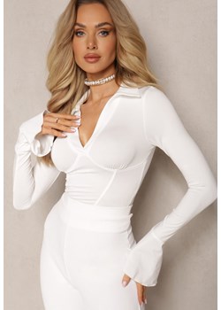 Biała Bluzka z Dekoltem V i Rękawami Flare Hespera ze sklepu Renee odzież w kategorii Bluzki damskie - zdjęcie 169507938