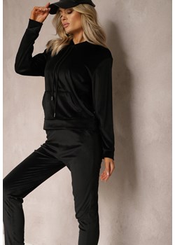 Czarny Welurowy Komplet Dresowy Bluza z Kapturem i Spodnie Vilna ze sklepu Renee odzież w kategorii Dresy damskie - zdjęcie 169508107