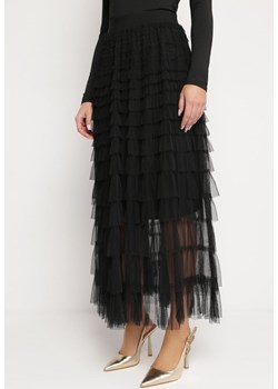 Czarna Spódnica Maxi z Bawełny Ozdobiona Falbankami Smotia ze sklepu Born2be Odzież w kategorii Spódnice - zdjęcie 169508807
