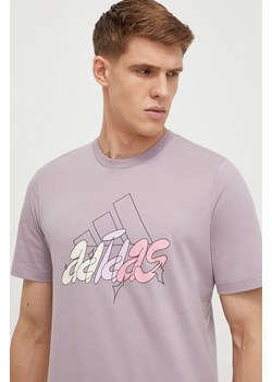 adidas t-shirt bawełniany męski kolor fioletowy z nadrukiem ze sklepu ANSWEAR.com w kategorii T-shirty męskie - zdjęcie 169509746