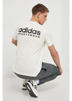 adidas t-shirt bawełniany męski kolor beżowy z nadrukiem IX4454 ze sklepu ANSWEAR.com w kategorii T-shirty męskie - zdjęcie 169509778