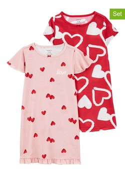 carter&apos;s Koszulki nocne (2 szt.) w kolorze jasnoróżowo-czerwonym ze sklepu Limango Polska w kategorii Piżamy dziecięce - zdjęcie 169514366