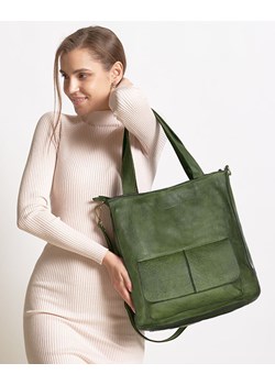 Torebka damska shopper A4 skóra naturalna - MARCO MAZZINI zielona ze sklepu Verostilo w kategorii Torby Shopper bag - zdjęcie 169518268