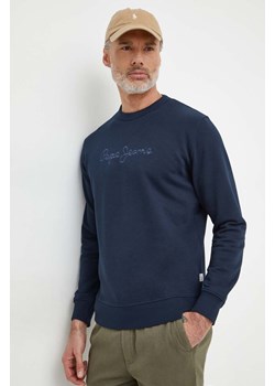 Pepe Jeans bluza bawełniana Joe Crew męska kolor granatowy z aplikacją PM582574 ze sklepu ANSWEAR.com w kategorii Bluzy męskie - zdjęcie 169518417