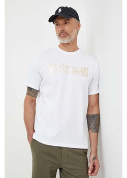 Just Cavalli t-shirt bawełniany męski kolor biały z nadrukiem 76OAHG15 CJ318 ze sklepu ANSWEAR.com w kategorii T-shirty męskie - zdjęcie 169518935