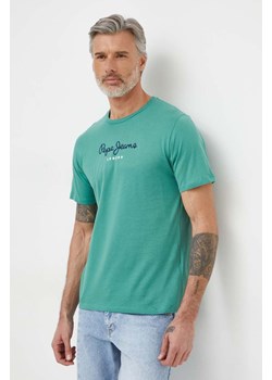 Pepe Jeans t-shirt bawełniany Eggo męski kolor zielony z nadrukiem ze sklepu ANSWEAR.com w kategorii T-shirty męskie - zdjęcie 169518985