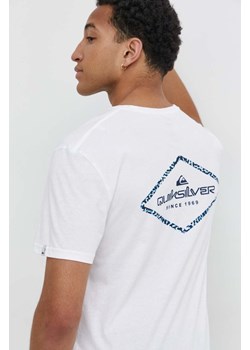 Quiksilver t-shirt bawełniany męski kolor biały z nadrukiem ze sklepu ANSWEAR.com w kategorii T-shirty męskie - zdjęcie 169519106