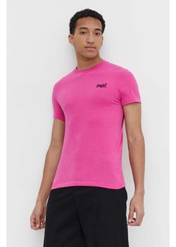Superdry t-shirt bawełniany męski kolor różowy z aplikacją ze sklepu ANSWEAR.com w kategorii T-shirty męskie - zdjęcie 169519165