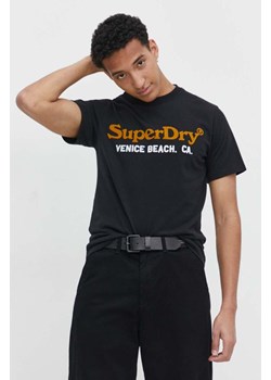 Superdry t-shirt męski kolor czarny z nadrukiem ze sklepu ANSWEAR.com w kategorii T-shirty męskie - zdjęcie 169519188