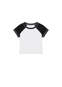 Cropp - Biało-czarny T-shirt - biały ze sklepu Cropp w kategorii Bluzki damskie - zdjęcie 169531239