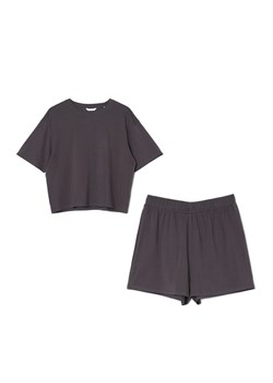 Cropp - Krótka dwuczęściowa piżama - szary ze sklepu Cropp w kategorii Piżamy damskie - zdjęcie 169531306