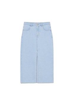 Cropp - Jeansowa spódnica midi - niebieski ze sklepu Cropp w kategorii Spódnice - zdjęcie 169531325
