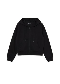 Cropp - Czarna rozpinana bluza basic z kapturem - czarny ze sklepu Cropp w kategorii Bluzy damskie - zdjęcie 169531419