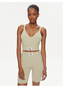 Calvin Klein Jeans Top Label J20J223152 Zielony Slim Fit ze sklepu MODIVO w kategorii Bluzki damskie - zdjęcie 169536857