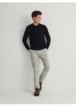 Reserved - Bawełniany longsleeve polo - czarny ze sklepu Reserved w kategorii Swetry męskie - zdjęcie 169538329