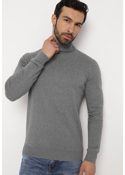 Szary Bawełniany Sweter z Golfem Jarelia ze sklepu Born2be Odzież w kategorii Swetry męskie - zdjęcie 169539176