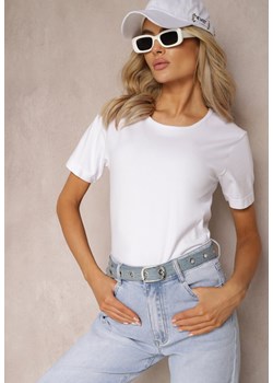 Biały Klasyczny T-shirt z Okrągłym Płytkim Dekoltem Osarvia ze sklepu Renee odzież w kategorii Bluzki damskie - zdjęcie 169543629