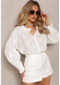 Biała Koszula z Bawełny z Delikatnym Haftem Nikoridie ze sklepu Renee odzież w kategorii Koszule damskie - zdjęcie 169543649
